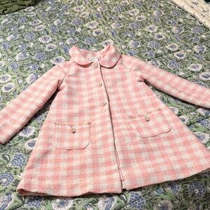 Charming Pink Checkered Kids Coat